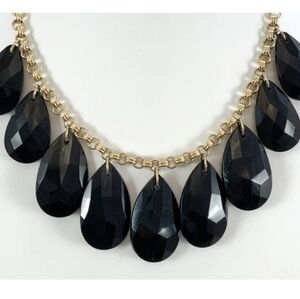 KATE SPADE Faceted Black Teardrop on Goldtone Chain